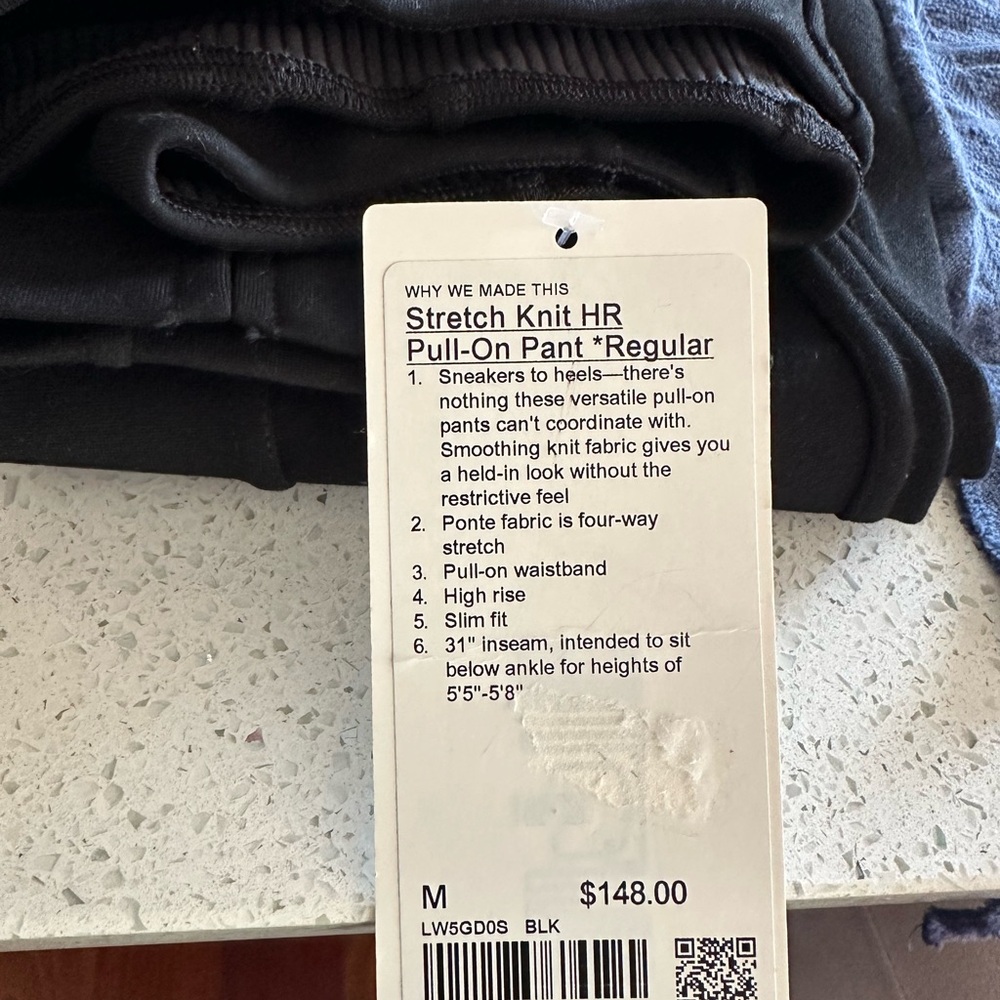 Lululemon Black Stretch Knit HR Pull-On Pants